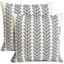 Capas de almofada de linho com bolinhas pretas, estilo casa de campo, 45x45 cm (18x18 polegadas)