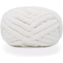 Chenille Yarn for Hand Knitting Blankets White 2 pcs