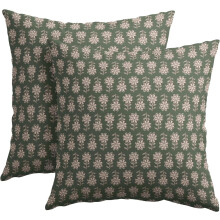 Sett med 2 vintage putetrekk i svart med blomstermotiv, 45x45 cm