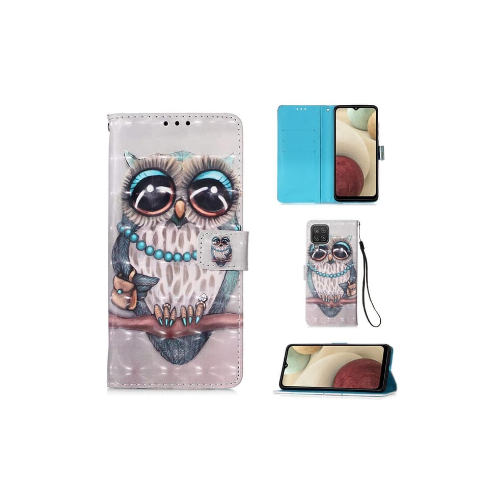 Wallet Case For Samsung Galaxy A12 Ornate Owl 940684217540