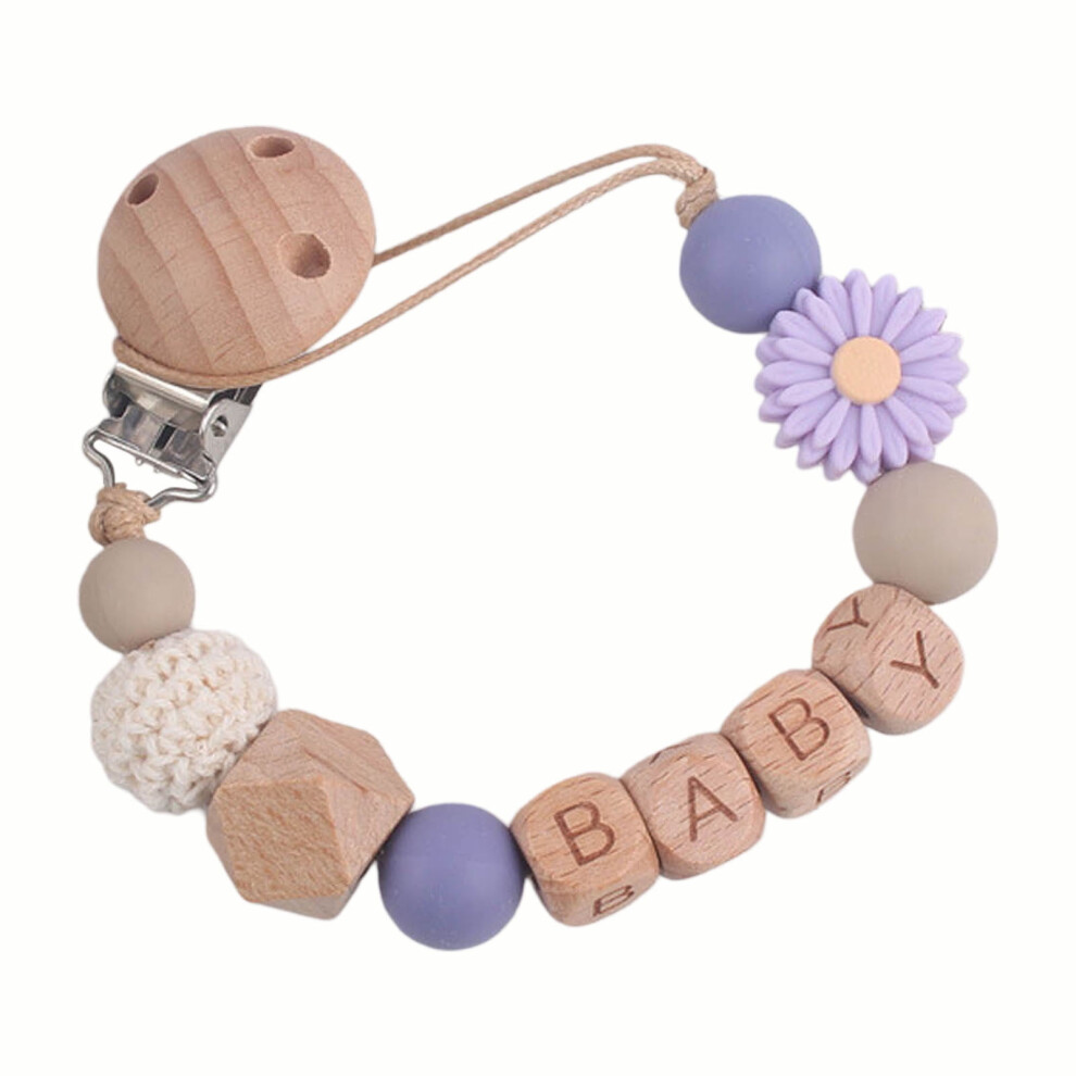 Silicone flower pacifier clip with lollipop bead 1 piece