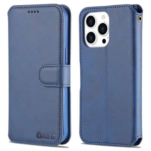 Compatível com iPhone 13 Pro Max - Capa de couro fina AZNS - Azul