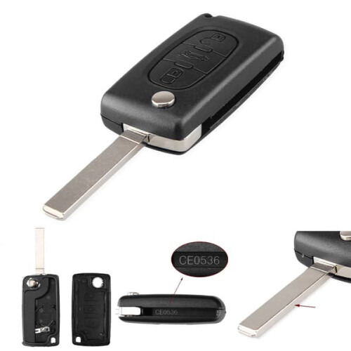 PEUGEOT VA2 car key shell CE0536 black 3-button