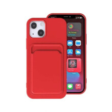 iPhone 13 silicone case with card holder red