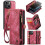 CaseMe wallet case for iPhone 13 red 2-in-1 1