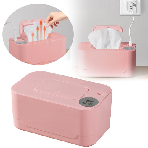 Aquecedor de lenços umedecidos rosa com USB e termostato (1 unidade)