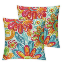 Fundas de cojín decorativas para exteriores, diseño floral moderno, cuadradas, paquete de 2