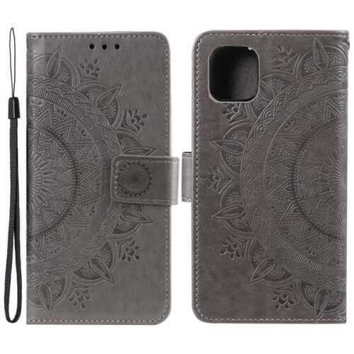 iPhone 13 Mandala Leather Case Grey