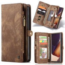 Leather iPhone 13 Pro case with zipper brown