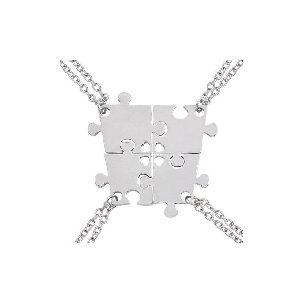 Best Friends Puzzle Necklace Set Of 4 Silver 940684220250