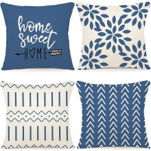 Fundas de almohada de lino azul claro, 40 x 40 cm (16 x 16 pulgadas), juego de 4
