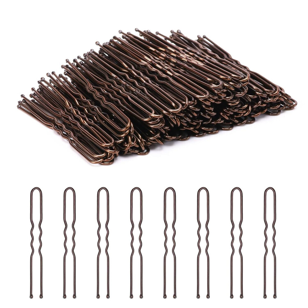 Bobby Pins Brown U-Shaped Hair Pins 200 pcs 2.4 in