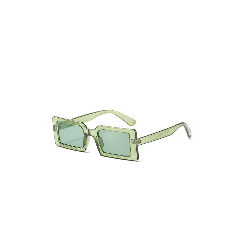 Retro Rectangular Sunglasses One Size Green 940684229420