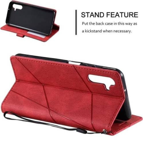 Samsung Galaxy A25 5G case red retro PU leather shockproof 1
