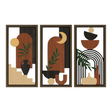 Bohemian geometric arch wooden wall art brown farmhouse