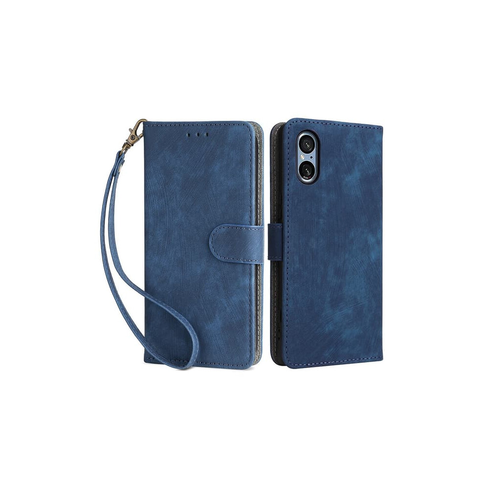 Skalo Sony Xperia 5 V Wallet Case Pu Leather Blue 940684221271