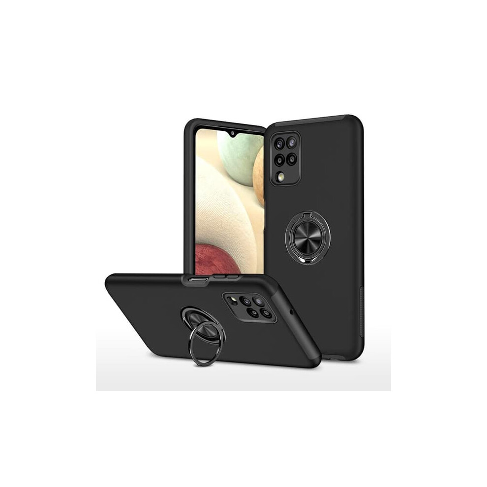 Samsung Galaxy A12 Hybrid Case With Finger Ring - Black 940684222780