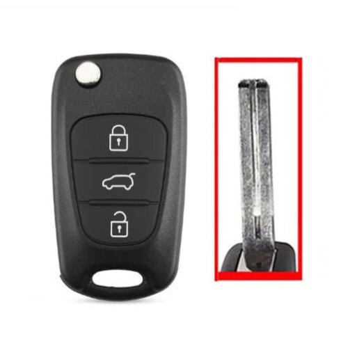 Hyundai car key shell black 3-button center slot