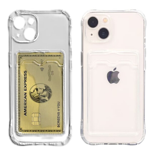 Capa transparente compatível com iPhone 13 Mini com porta-cartões e proteção para a câmera - Extra resistente a impactos.