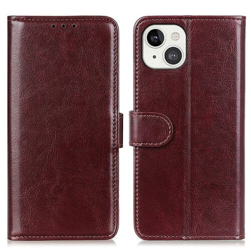 iPhone 13 vintage crazy horse leather case brown