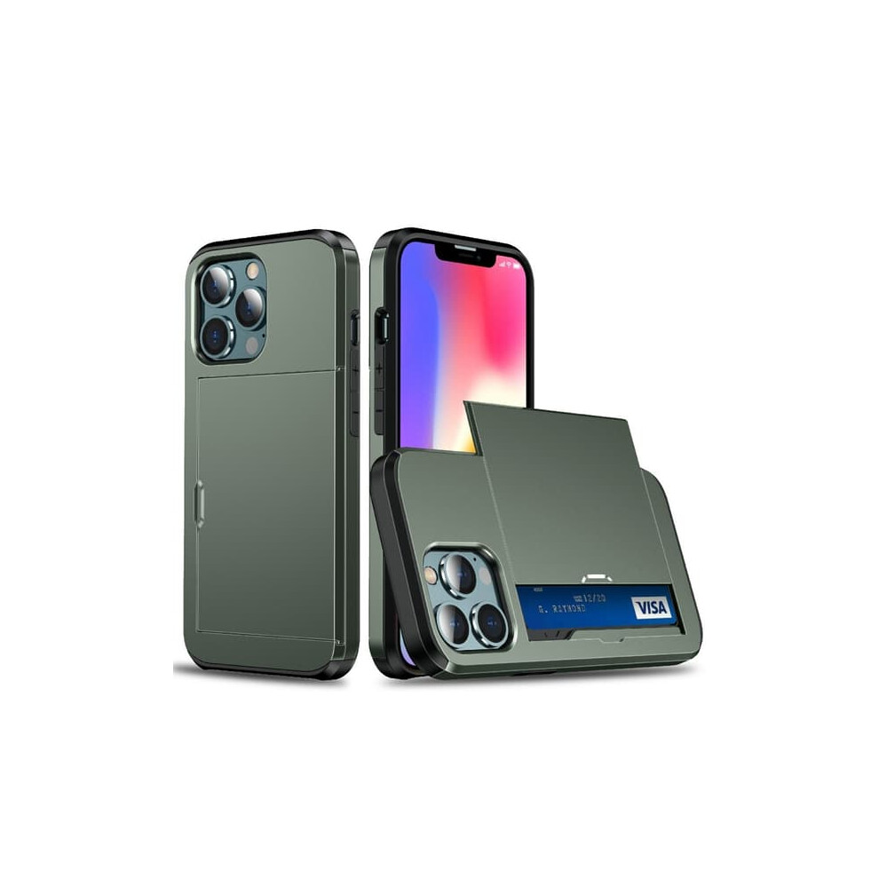 Iphone 13 Hybrid Case With Card Slot Green 940684233953