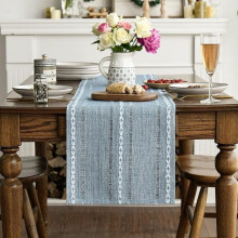 Linen table runner light blue 13 x 120 inches