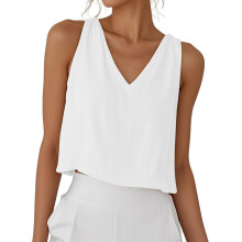AVTOIFY mouwloze tanktop met V-hals voor dames, wit, maat XXXL