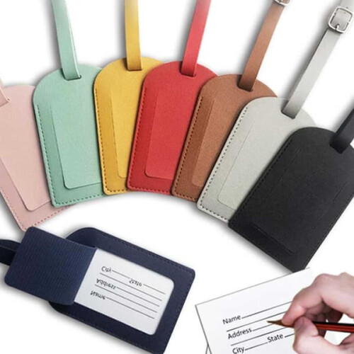 PU Leather Luggage Tag Pink 1 Piece 2