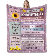 Manta para niña de 10º cumpleaños, 50x60 pulgadas.