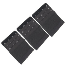 Extensie elastică pentru sutien, neagră, cu 4 cârlige, pachet de 3