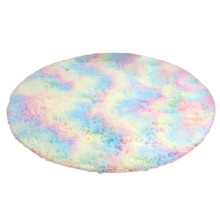 Covor rotund curcubeu pentru camere de copii, moale, din pluș, 1,5x2,1 m