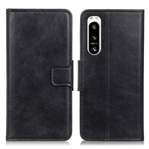 Sony Xperia 5 IV wallet case crazy horse black