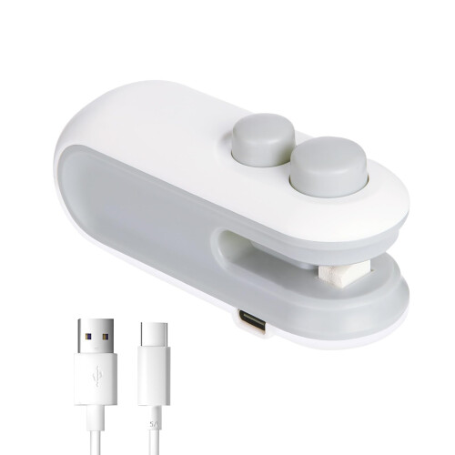 USB-C mini påsförslutare och skärare vit 2-i-1