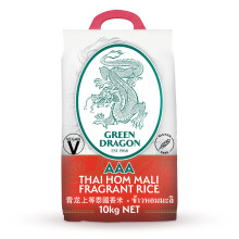 Green Dragon Thai Fragrant Jasmine Rice 10KG | Thai Hom Mali | AAA | Premium Rice | White Rice | Chinese Ingredients | Chinese Asian Cooking | 10KG
