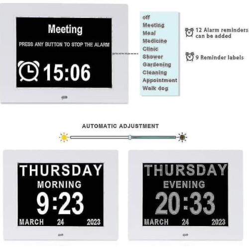 Dementia clock for seniors with large digital display, day 2