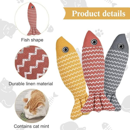 Cat kick toys with catnip fish shape 3 pieces 2