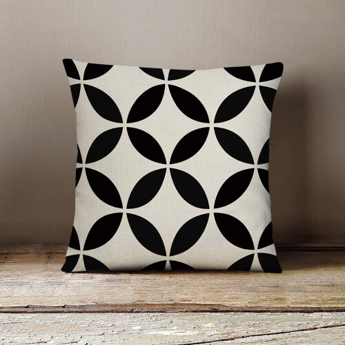 Cuscino da abbraccio bianco e nero per divano, 45x45 cm, 1 pezzo 1
