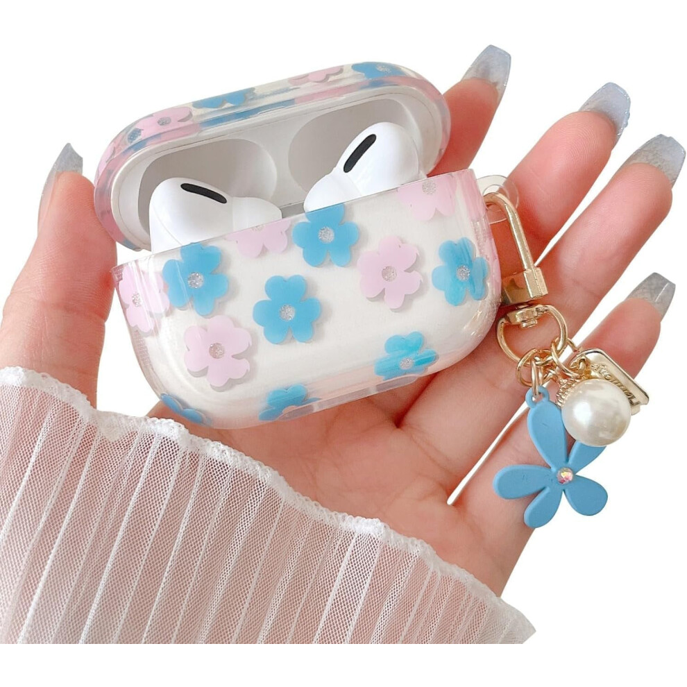Airpods Pro 2 Clear Case With Flower Keychain Blue 900223108050