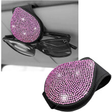 Magnetic Visor Sunglass Holder with Rhinestones Black