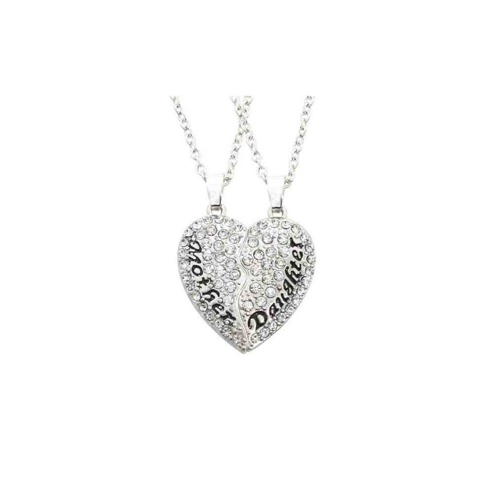 Mother And Daughter Broken Heart Necklace 2-Piece Silver 940684224999