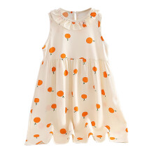Mouwloze jurk met print voor peutermeisjes, beige, maat 8 jaar