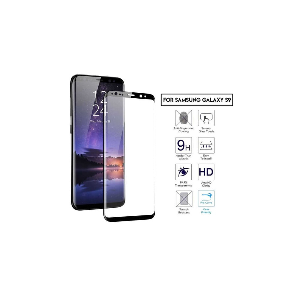 Galaxy S9 Screen Protector Carbon Fiber Tempered Glass Black 940684225675
