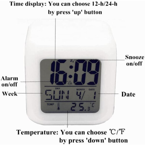 LED Digital Alarm Clock Bedroom Cube Clock with 4-Sided 1