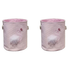 2X Dirty Laundry Basket  Swan Organizer Basket Drawstring Storage Baskets for Toys Books D35XH40cm Swan Pattern