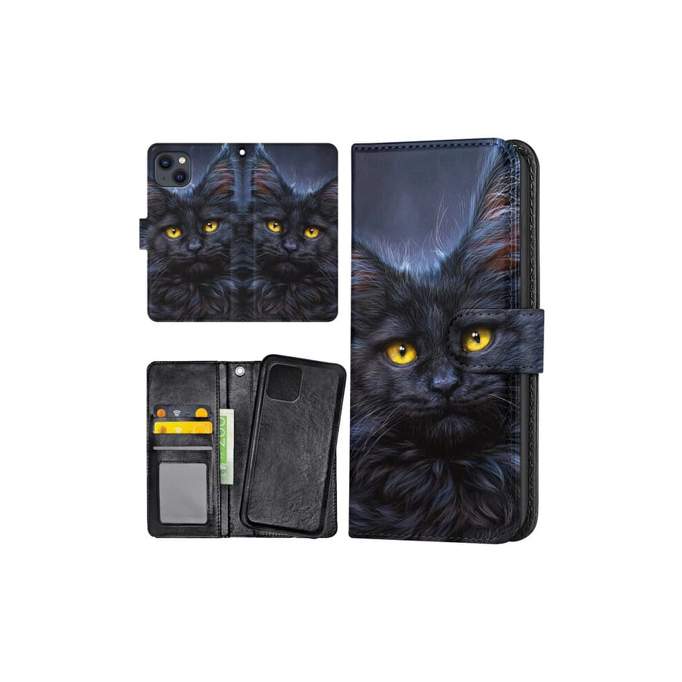 Iphone 13 Wallet Case Cat Design Black 940684236770