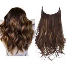 Extensiones de cabello sintético ondulado con alambre invisible de 45 cm (18 pulgadas)