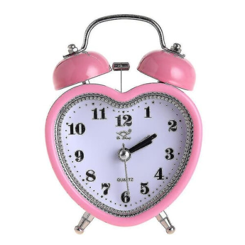 Heart-shaped silent double alarm clock with night light 1