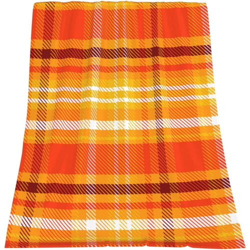 Buffalo Check Plaid Throw Blanket Orange Brown Yellow White