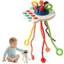 Montessori pull string toy silicone sensory toddler toy 18+