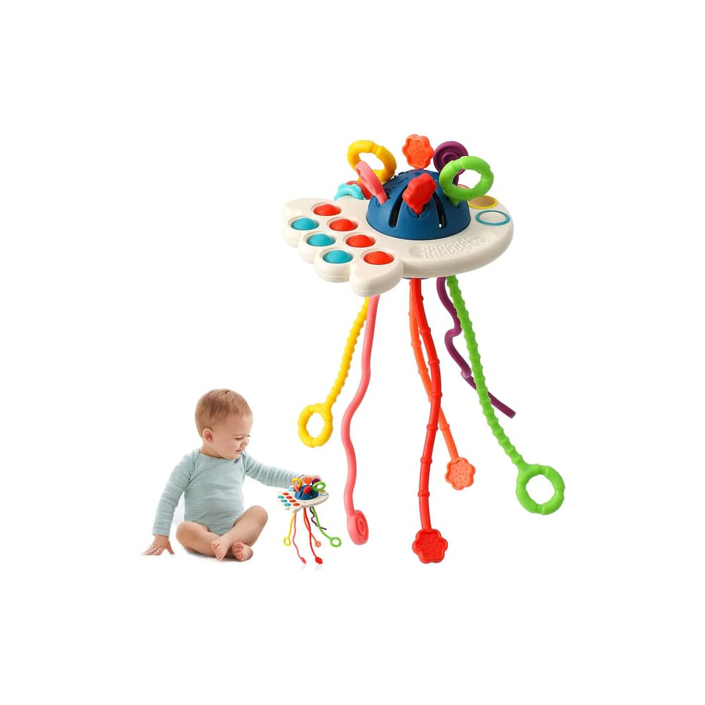 Montessori pull string toy silicone sensory toddler toy 18+